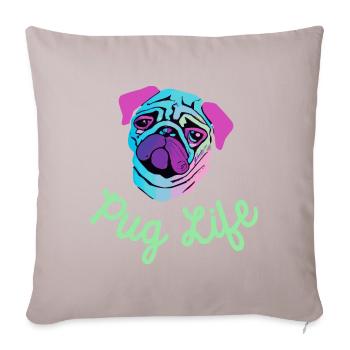 Pug Life Vaporwave Chien Chiot - Housse de coussin décorative 45 x 45 cm - taupe clair - Devant