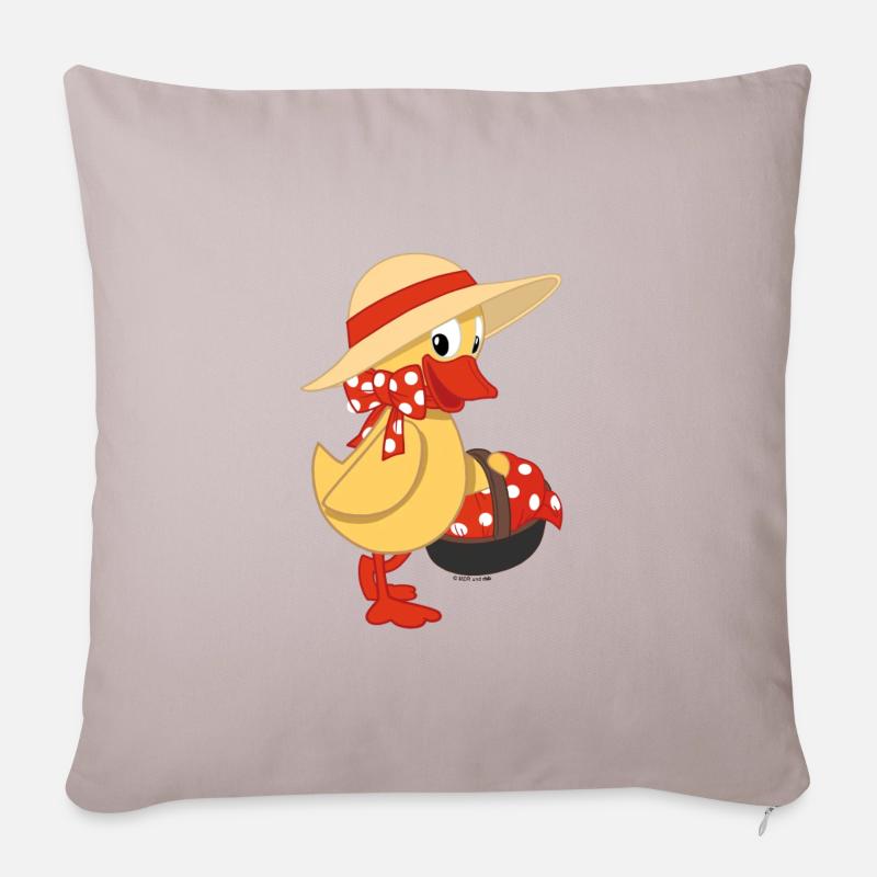 Schnatterinchen mit Korb - Sofakissenbezug 45 x 45 cm - helles Taupe