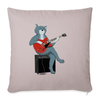 CAT PLAYS THE BLUES - cat playing guitar - Sofa pillowcase 17,3'' x 17,3'' (45 x 45 cm) - light taupe - Front