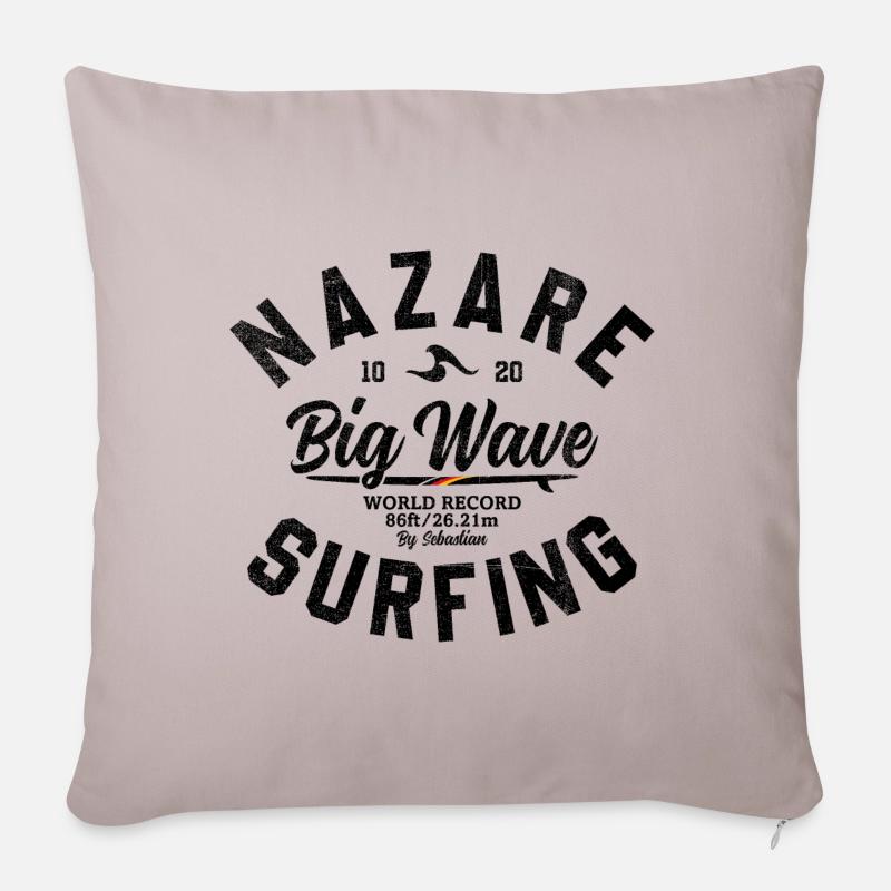 NAZARE BIG WAVE WORLD RECORD - Sofakissenbezug 45 x 45 cm - helles Taupe