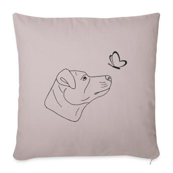 Jack Russell Terrier mit Schmetterling - Sofakissenbezug 45 x 45 cm - helles Taupe - Vorne