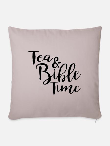 Tea & Bible Time - Sofakissenbezug 45 x 45 cm - helles Taupe