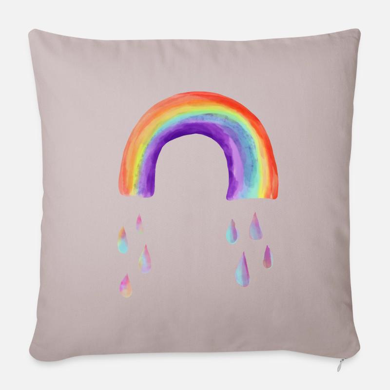 Regenbogen - Sofakissenbezug 45 x 45 cm - helles Taupe