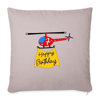 Hélicoptère Joyeux anniversaire 7 - Housse de coussin décorative 45 x 45 cm - taupe clair - Devant