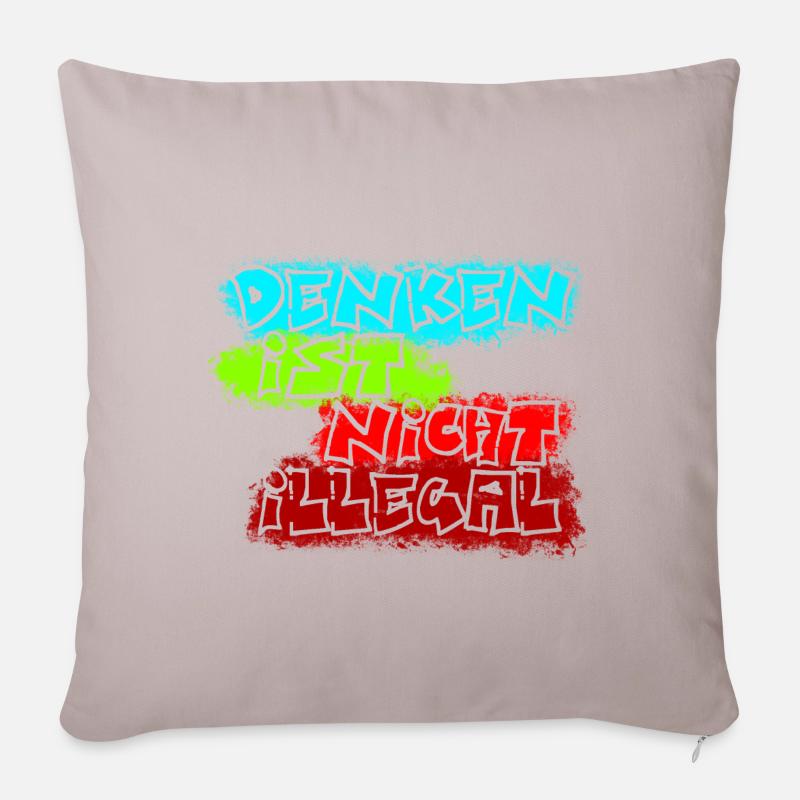 denken nicht illegal türkis - Sofakissenbezug 45 x 45 cm - helles Taupe