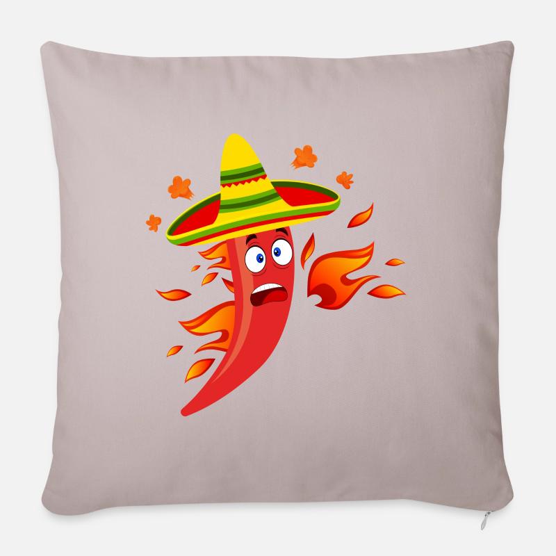 Chili Avocado Scharfes Essen - Sofakissenbezug 45 x 45 cm - helles Taupe