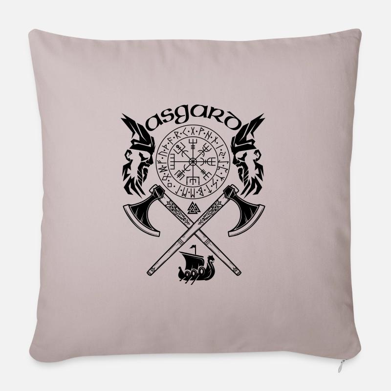 Asgard-VIKING-Wikinger SYMBOLE-WIKINGER RUNEN - Sofakissenbezug 45 x 45 cm - helles Taupe
