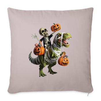 Skeleton riding dinosaur with pumpkins - Sofa pillowcase 17,3'' x 17,3'' (45 x 45 cm) - light taupe - Front