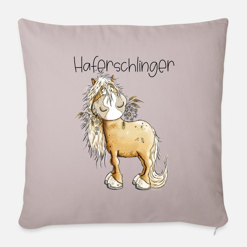 Haflinger Pferd Haferschlinger Wortspiel - Sofakissenbezug 45 x 45 cm - helles Taupe