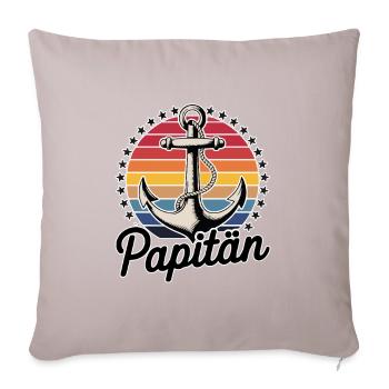 Papitän Anker Retro Streifen Design - Sofakissenbezug 45 x 45 cm - helles Taupe - Vorne