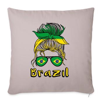 Brésil Football féminin 2022 Drapeau brésilien - Housse de coussin décorative 45 x 45 cm - taupe clair - Devant