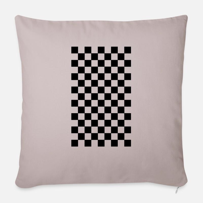 Karo Muster Retro Schwarz Weiss - Sofakissenbezug 45 x 45 cm - helles Taupe