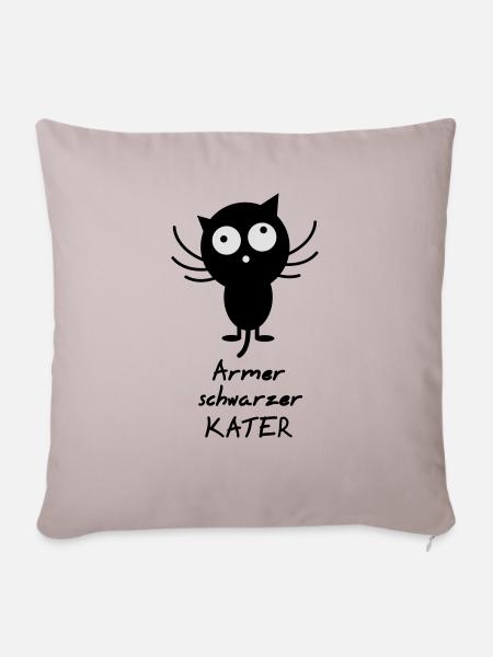 armer schwarzer Kater - Sofakissenbezug 45 x 45 cm - helles Taupe