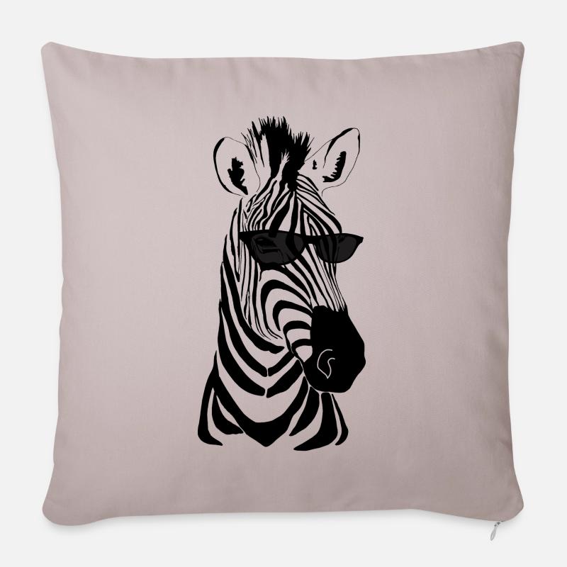 Zebra mit Sonnenbrille - Sofakissenbezug 45 x 45 cm - helles Taupe