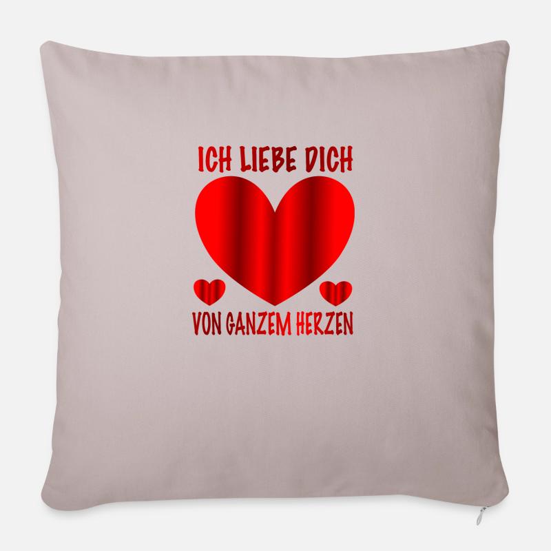 Ich liebe dich von ganzem Herzen - Sofakissenbezug 45 x 45 cm - helles Taupe
