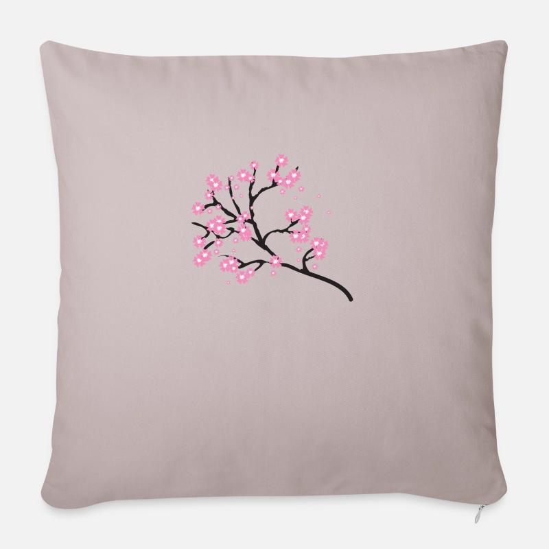 Cherry blossoms - Sofa pillowcase 17,3'' x 17,3'' (45 x 45 cm) - light taupe