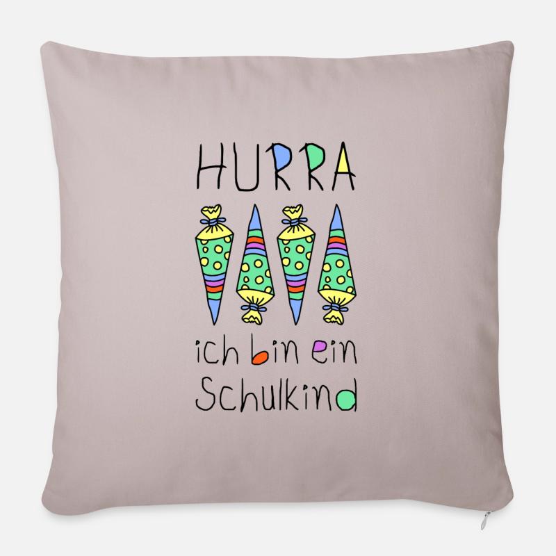 Schulkind Einschulung Schulanfänger Erstklässler - Sofakissenbezug 45 x 45 cm - helles Taupe