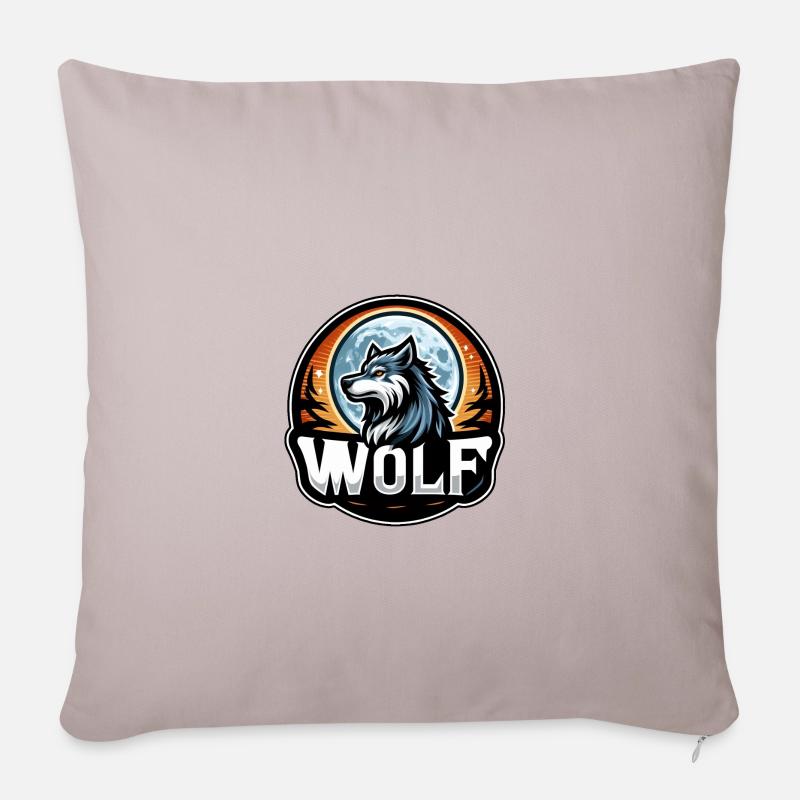 Wolf-Logo - Sofakissenbezug 45 x 45 cm - helles Taupe