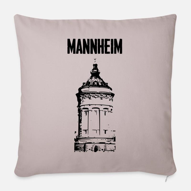 Mannheim Wasserturm Schwarz - Sofakissenbezug 45 x 45 cm - helles Taupe