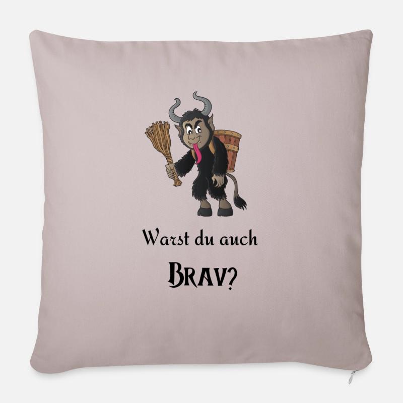 Warst du auch Brav? - Sofakissenbezug 45 x 45 cm - helles Taupe