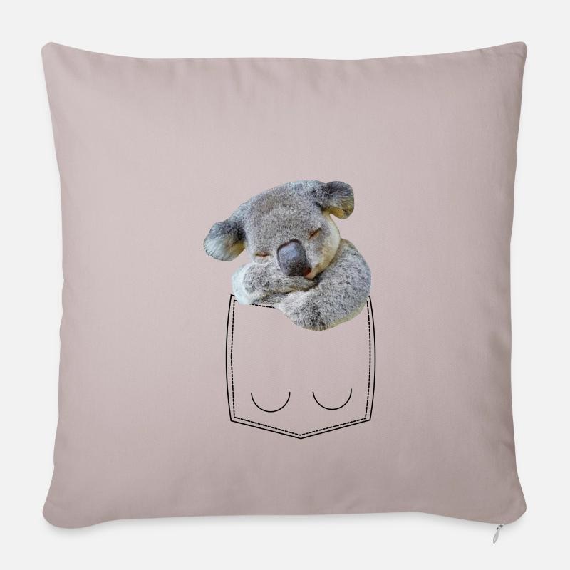 Koala Bär in Brusttasche Hemdtasche - Sofakissenbezug 45 x 45 cm - helles Taupe