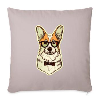 Hipster Corgi Vintage Hundeliebhaber Puppy - Sofakissenbezug 45 x 45 cm - helles Taupe - Vorne