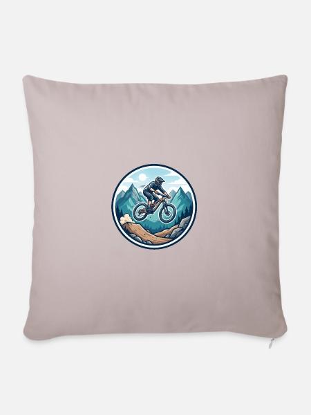 Bergabenteuer MTB Sticker - Sofakissenbezug 45 x 45 cm - helles Taupe