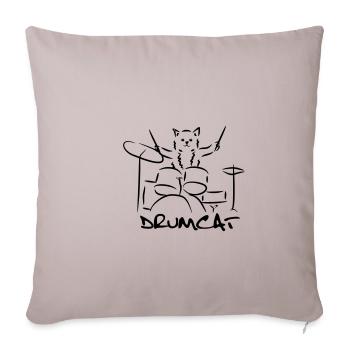 Schlagzeug Drum Drumcat Katze Cat Shirt Geschenk - Sofakissenbezug 45 x 45 cm - helles Taupe - Vorne