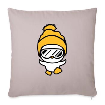 hiver poussin oiseau amusement course courir petit sues - Housse de coussin décorative 45 x 45 cm - taupe clair - Devant