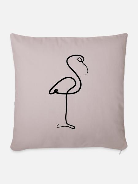 One Line Flamingo - Sofakissenbezug 45 x 45 cm - helles Taupe