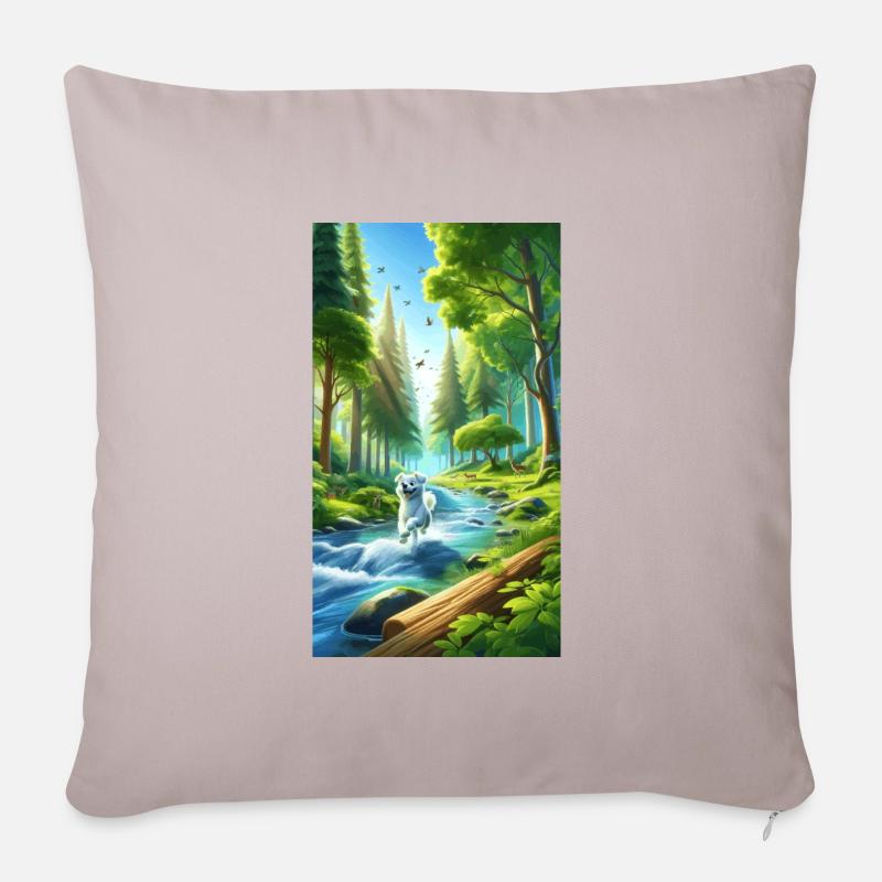 Joyeuse promenade en forêt Gross - Housse de coussin décorative 45 x 45 cm - taupe clair