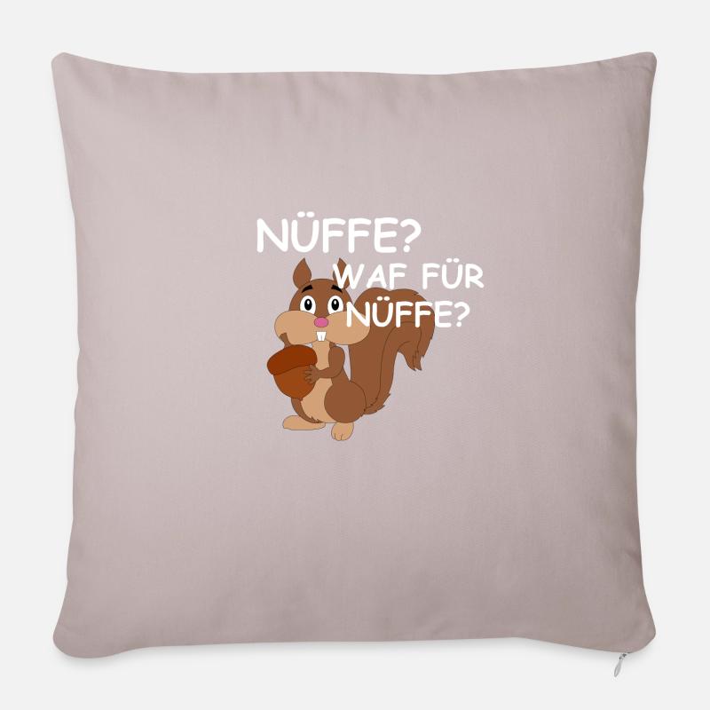 NÜFFE? Eichhörnchen Nüsse Geschenk Comic - Sofakissenbezug 45 x 45 cm - helles Taupe