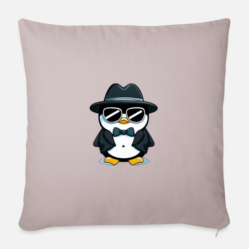 Pinguin - Sofakissenbezug 45 x 45 cm - helles Taupe