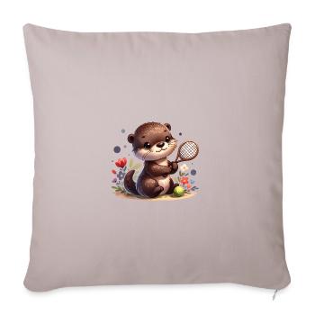 Mignon joueur de tennis loutre - Housse de coussin décorative 45 x 45 cm - taupe clair - Devant