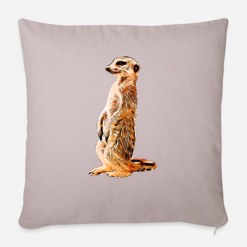 Erdmännchen - Sofakissenbezug 45 x 45 cm - helles Taupe
