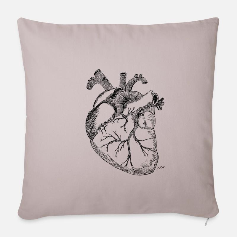 Anatomisches Herz - Sofakissenbezug 45 x 45 cm - helles Taupe
