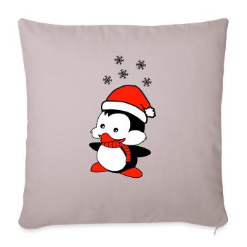 pingouin aime Noël - Housse de coussin décorative 45 x 45 cm - taupe clair - Devant