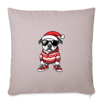 Staffordshire Bull Terrier Chien Noël Noël - Housse de coussin décorative 45 x 45 cm - taupe clair - Devant
