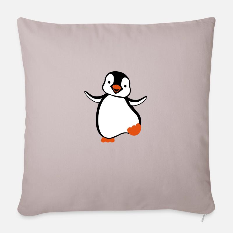 Pinguin - Sofakissenbezug 45 x 45 cm - helles Taupe