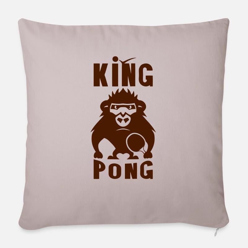 gorille king pong raquette ping - Housse de coussin décorative 45 x 45 cm - taupe clair