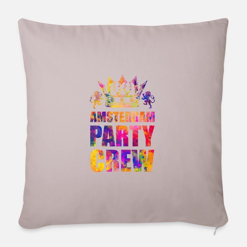 Amsterdam Party Crew Spruch - Sofakissenbezug 45 x 45 cm - helles Taupe