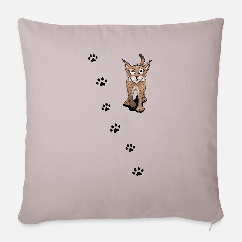 Luchs mit Spur Raubkatze Tracking Geschenk - Sofakissenbezug 45 x 45 cm - helles Taupe