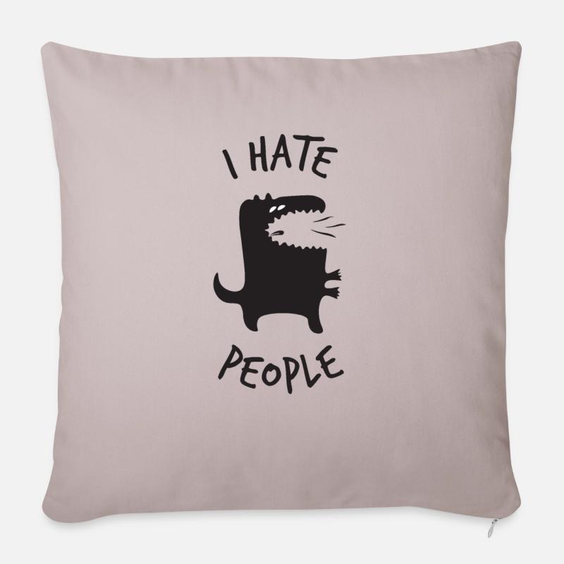 I hate people - Sofakissenbezug 45 x 45 cm - helles Taupe