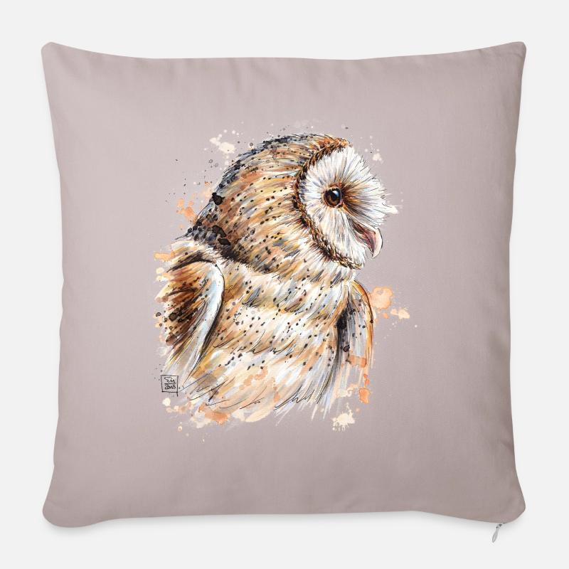 Eule | owl - Sofakissenbezug 45 x 45 cm - helles Taupe