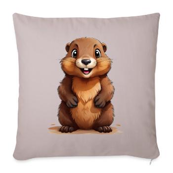 Marmotte mignonne - Housse de coussin décorative 45 x 45 cm - taupe clair - Devant