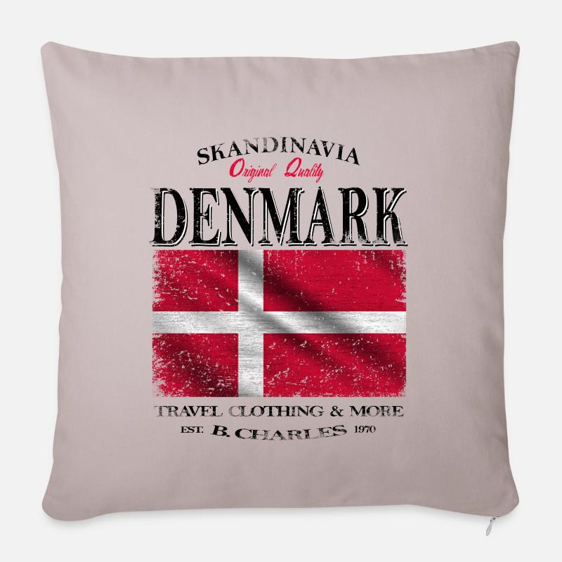 Denmark,Dänemark Flagge - Sofakissenbezug 45 x 45 cm - helles Taupe