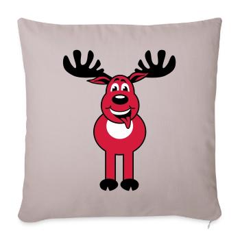 Caractère cerf Rudolph 3c drôle de bande dessinée - Housse de coussin décorative 45 x 45 cm - taupe clair - Devant