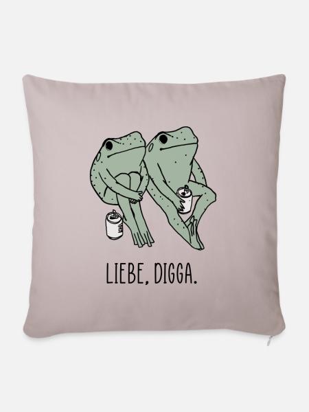 Liebe Digga hipster Frösche - Sofakissenbezug 45 x 45 cm - helles Taupe