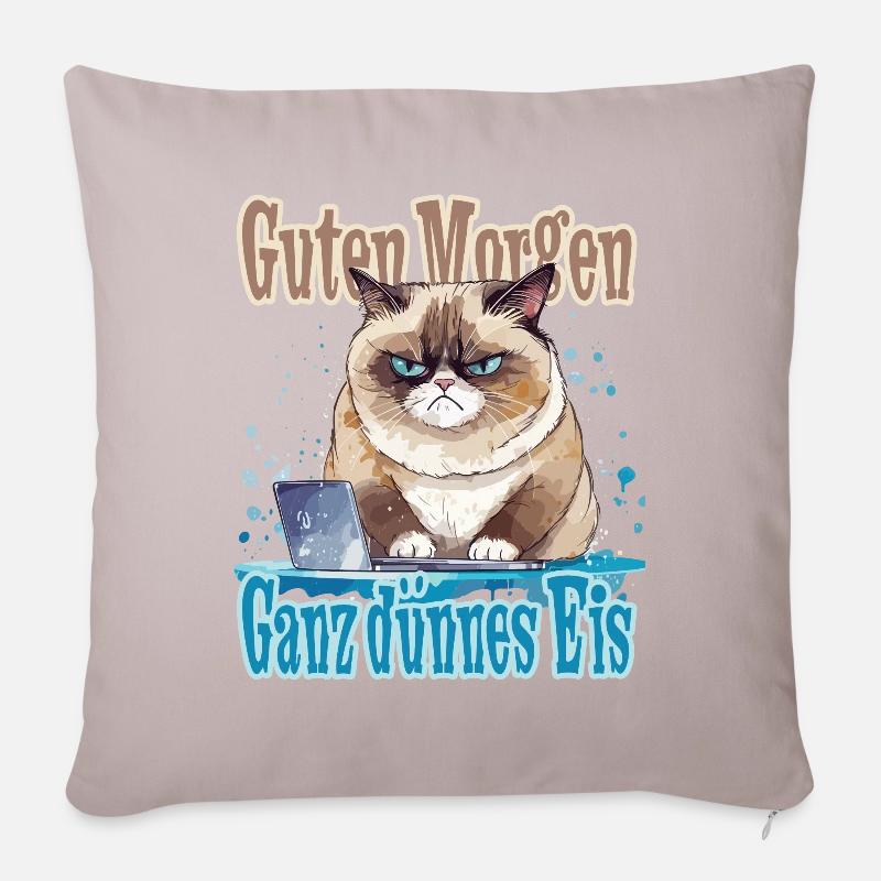 PC Katze Büro Morgenmuffel Morgen Ganz dünnes Eis - Sofakissenbezug 45 x 45 cm - helles Taupe