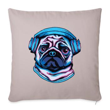 Casque Pug Dog Cadeau Pop Art - Housse de coussin décorative 45 x 45 cm - taupe clair - Devant